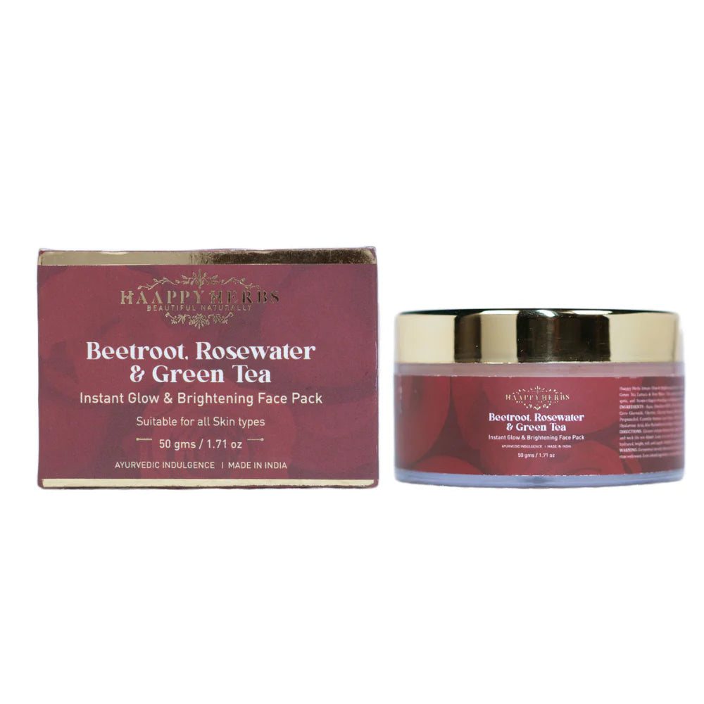 BEETROOT, ROSEWATER & GREEN TEA - INTENSE GLOW & BRIGHTENING FACE PACK - 50G