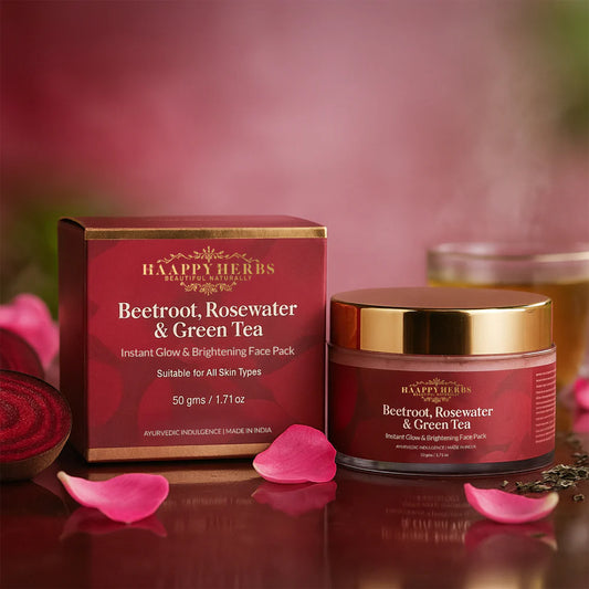 BEETROOT, ROSEWATER & GREEN TEA - INTENSE GLOW & BRIGHTENING FACE PACK - 50G
