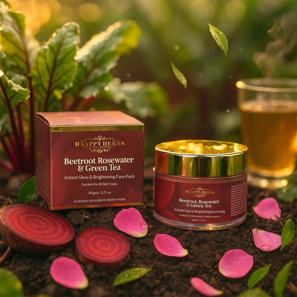 BEETROOT, ROSEWATER & GREEN TEA - INTENSE GLOW & BRIGHTENING FACE PACK - 50G