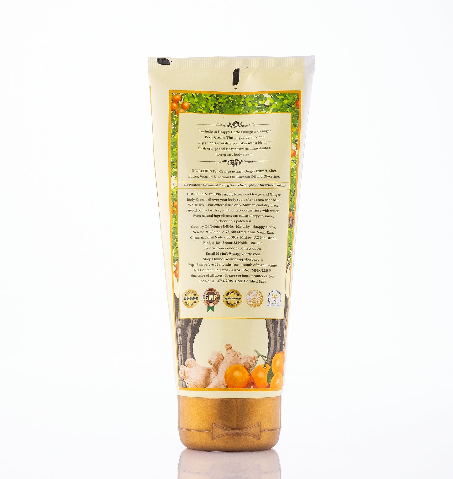 ORANGE & GINGER BODY CREAM  150gm (AROMATHERAPY)